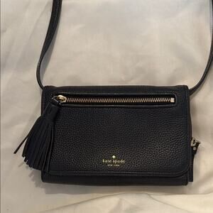 Kate Spade Chester Street Avie Black Leather Crossbody Bag with Tassel